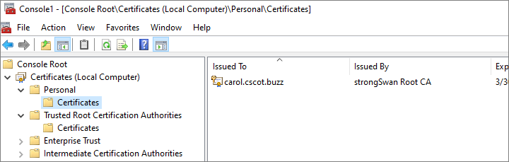 Microsoft Management Console Personal Certificate